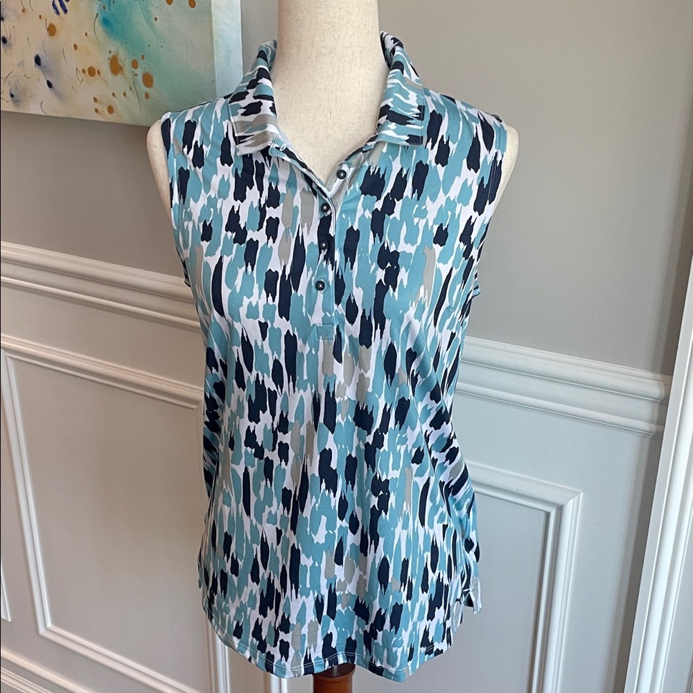 PUMA Sleeveless Patterned Top - Blue and Black